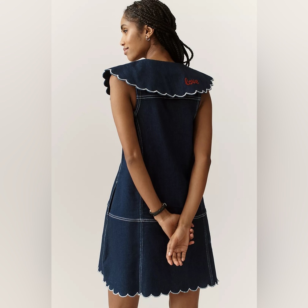 NWT! Anthropologie Pilcro Scalloped Denim Buttondown Dress - Size 2X 👝 - Picture 4 of 11